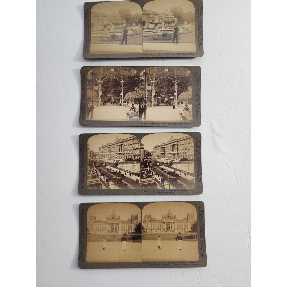 Lot of 4 Antique Underwood & Underwood Stereoview Cards Berlin Germany Landmarks
